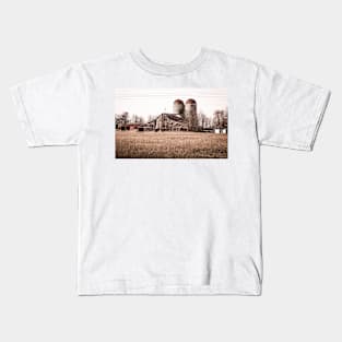 Rural Barn With Silos Kids T-Shirt